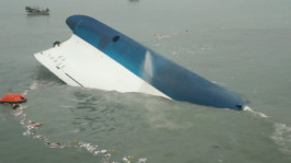  Image of an unidentifiable object sinking in water.